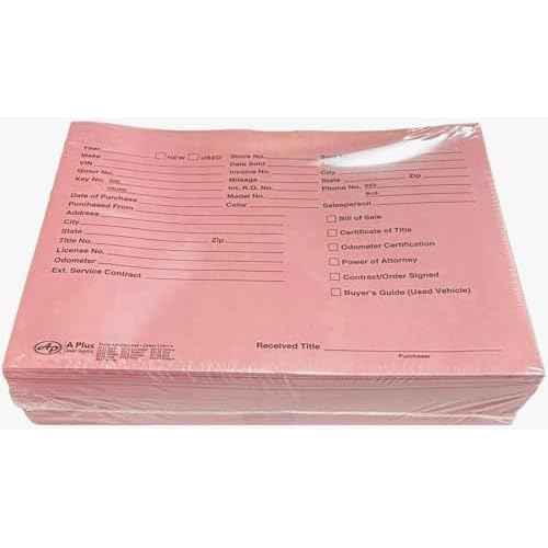 A Plus Paper Printed Vehicle Dealer Envelopes 9x12 Deal Jackets (100 Shrink Wrapped) (Pink))