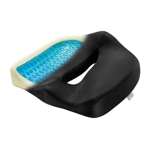 Mount-It! Office Seat Cushion, Premium Comfort Chair Lumbar Support, Memory Foam, Gel Filling, Ergonomic for Car, Desk, Back Hip Butt Tailbone Relief, Sciatica Cushions Washable Cover in Black