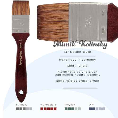 Creative Mark Mimik Kolinsky Watercolor Brush - 1.5 Inch Watercolor Mottler - Short Handle Synthetic Paint Brush - Handmade in Germany - Synthetic Sable Paint Brushes for Artists - Animal-Friendly