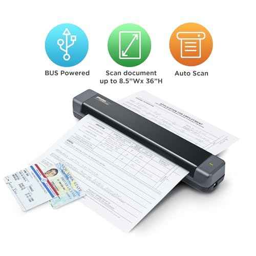 Plustek Mobile Scanner S410 Plus - Portable Sheet-Fed Document Scanner - for Windows 7 / 8 / 10 / 11, Featuring Button-Free Scanning with Included OCR Software