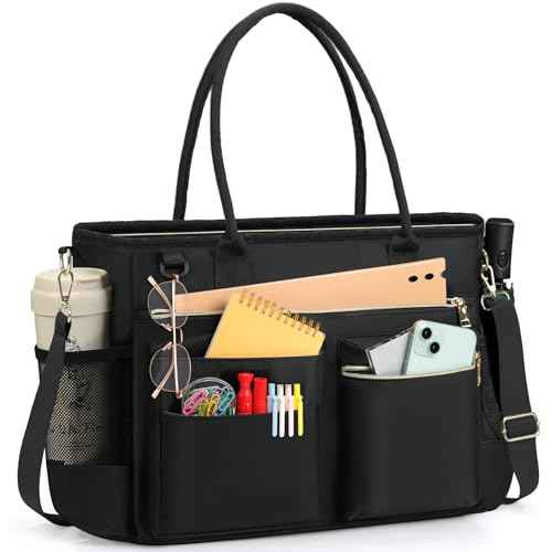 RAINSMORE Laptop Bag for Women 15.6 Inch Work Teacher Tote Nurse Bag Professional Laptop Tote Computer Messenger Shoulder Bags Large Handbag Business Office Work Briefcase