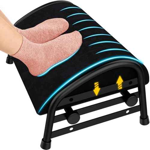 Padded Foot Stool for Under Desk, 3 Adjustable Heights Foot Rest for Office Chair, Under Desk Footrest for Gamer Desk Accessories, Leg Rest for Car/Home Essential Accessories - Black