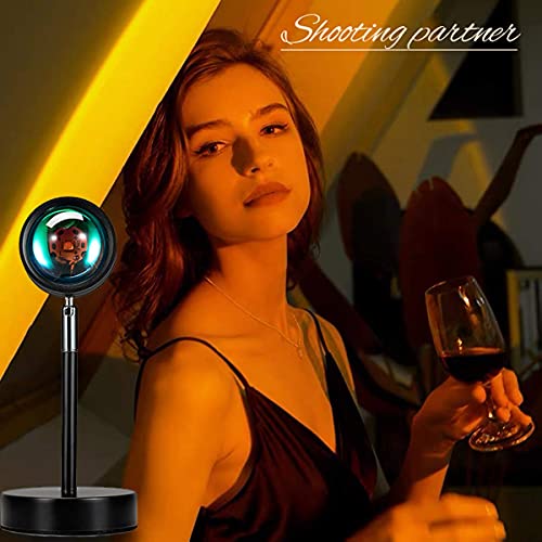 Balkwan Sunset Red Projection Lamp with Rotating Rainbow LED Night Light Floor Stand