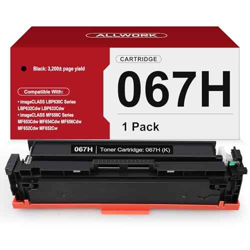 067H 067 Black Toner Cartridge Compatible Replacement for Canon 067H 067 High Capacity Works for Canon Color imageCLASS MF650C MF656Cdw MF653Cdw MF654Cdw LBP630C LBP632Cdw Printer 1-Pack with Chip