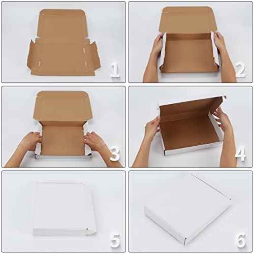 EYMPEU 13x10x2 Inches Shipping Boxes Set of 20 White Corrugated Cardboard Mailing Boxes for Packaging, Small Business, Literature, Mailer