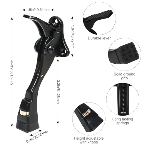 Black Kick Down Door Stoppers for Bottom of Door, Heavy Duty Kickdown Door Stop, Adjustable Door Stoppers, One Touch Kick Down Stopper (4 Inch x 1 Pack)