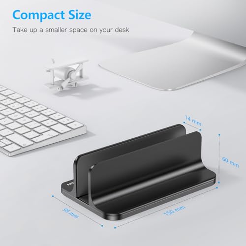 OMOTON Vertical Laptop Stand Holder Black, Adjustable Dock for MacBook