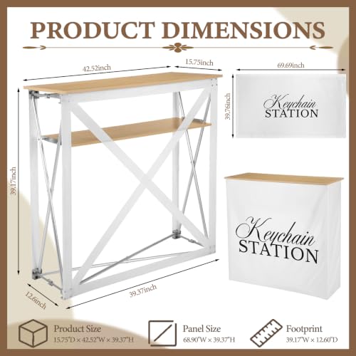 Marsui Folding Photo Booth Keychain Station Table for Events and Weddings