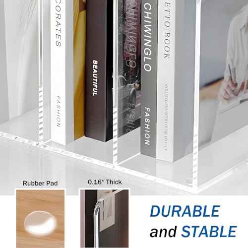 Clear Magazine File Holder with 3 Vertical Compartments, Acrylic Desk Organizer and Accessories Magazine Rack File Organizer Workspace Sorters Bookend for Office Home Desktop