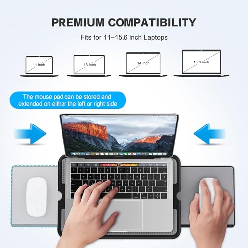AboveTEK Portable Laptop Lap Desk with Retractable Mouse Pad, Heat Shield, Non-Slip Surface