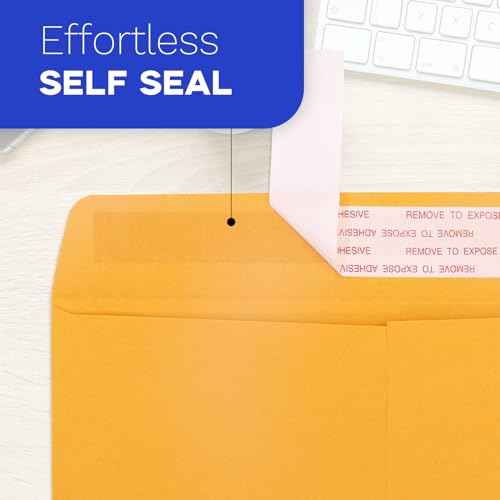 6x9 Manilla Envelopes Self Seal 250 PCS, Goefun Small Brown Kraft Catalog Envelopes 6x9 for Mailing - 100GSM Paper
