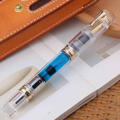 Majohn C5 Vacuum Fountain Pen Medium Nib, Large Capacity Transparent Acrylic Writing Gift Pen