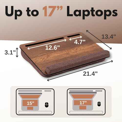 Portable Laptop Desk ? Lapdesk with Cushion, Laptop Stand for Bed, Lap Desk for Laptop and Lap Desk for Bed, Portable Desk for Lap top, Notebook Bed Tray (Walnut & Brown)
