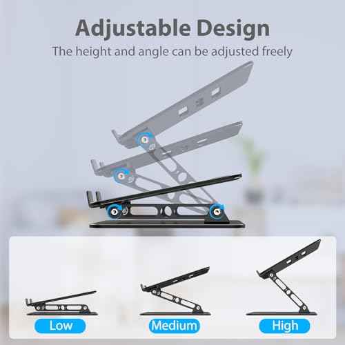 Adjustable Laptop Stand for Desk, Metal Foldable Laptop Riser Holder, Portable Desktop Book Stands, Ventilated Cooling Computer Notebook Stand Compatible with 10-15.6¡± Laptops
