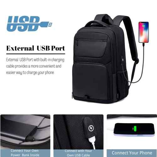 40L Travel Laptop Backpack for Men, High Tech Business Backpack with USB Charging Port and Ergonomic Design, Water Resistant Anti-theft Work College Backpack Fits 17.3 Inch Tablet, Notebook