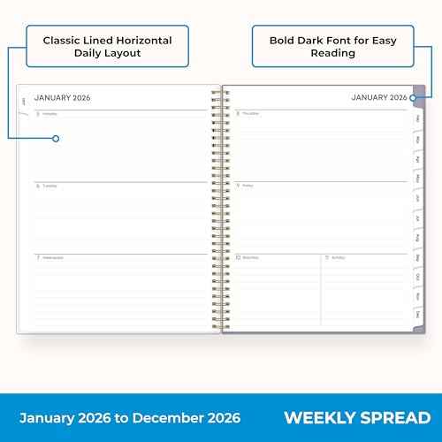 Blue Sky 2026 Weekly and Monthly Planner Calendar, January 2026 - December 2026, 8.5" x 11", Flexible Cover, Laminated Tabs, Durable Twin Wire Binding, Storage Pocket, Tula