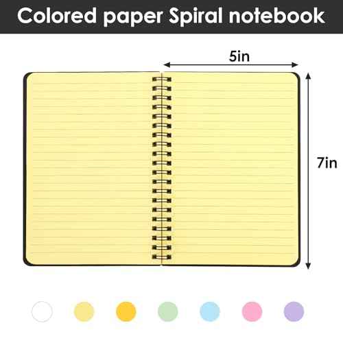 LABUK 4 Pack 5 x 7in Spiral Notebook, Spiral Journals, Poly Cover 7 Bright Neon Colored Lined Paper Memo Pads 100 Sheets/200 Pages for School, Office