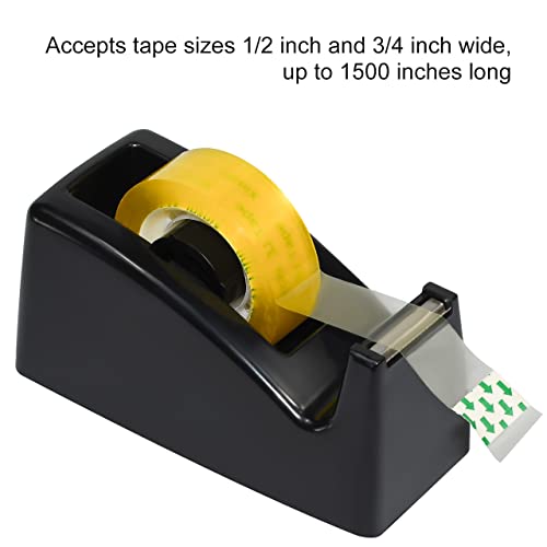 Weighted Desktop Tape Dispenser 3-Pack with Non-Skid Base – Black