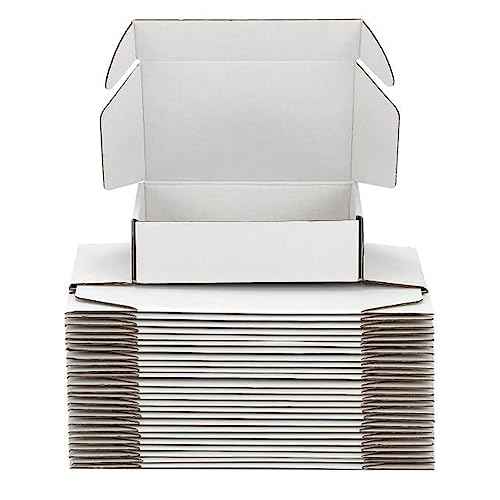 Small Shipping Boxes 8x6x3 Inch (25 Pack) - Sturdy White Corrugated Cardboard Boxes for Small Business, Ecommerce, Mailing & Packaging | Recyclable Gift & Storage Boxes