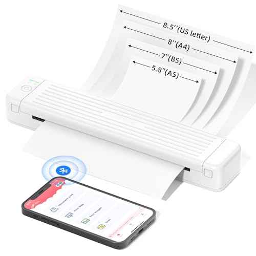 Odaro Portable Wireless Printer - P831 Thermal Transfer Printer, Small Business, School, Support 8.5" X 11" Copy Paper (Letter/A4/A5/B5), 300DPI - White