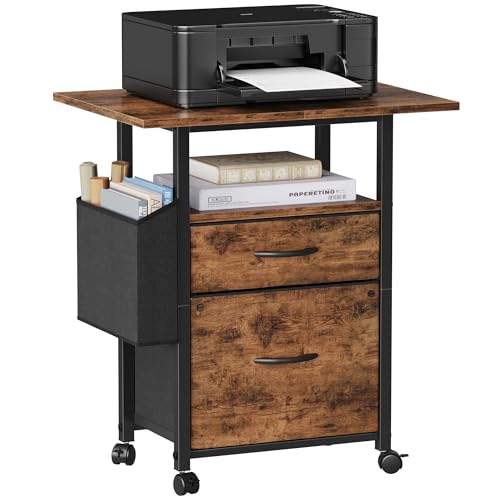 GYIIYUO Light Brown 25.59''W 2-Drawer Mobile File Cabinet with Printer Stand