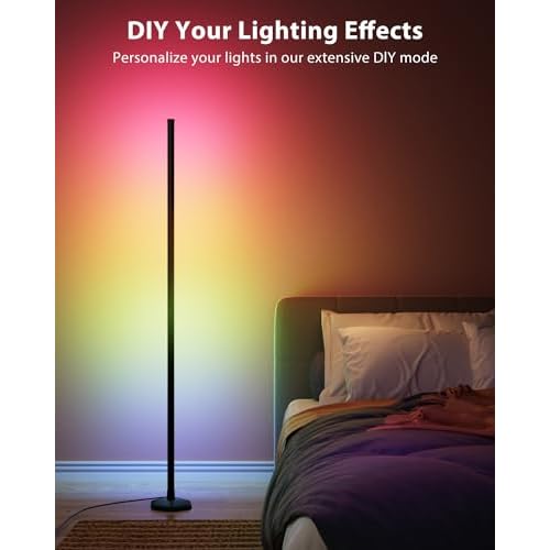 2PCS RGB Floor Lamp, Bluetooth APP and Remote Control 65" Smart Modern Standing Lamp Music Sync 16 Million DIY Colors Changing LED Floor Lamp with Heavy Base