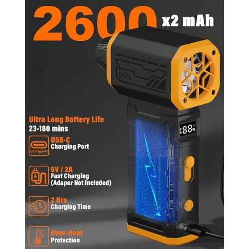 Compressed Air Duster, 130K RPM Powerful Cordless Electric Mini Blower with Display, 10-Gear Adjustable Jet Fan with Fast Charging, Rechargeable Air Blower for Home, Outdoor and Car (Black, Blow)
