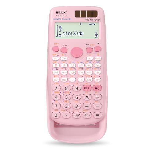 IPEROT Pink Solar Scientific Calculator 417 Functions - Dual Power