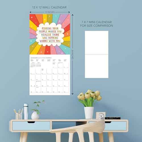 Graphique 2026 The Positive Calendar Wall Calendar | 12¡± x 12¡± | Thick Paper | Home & Office Organizer | Large Monthly Grid | 3 Languages & Marked Holidays | 4 Month Preview Page for 2027