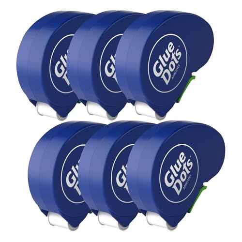 Glue Dots, Dispenser for everyday uses, 6-pack, 750 total dots, 3/8", .375 Inches, Movable, Repositionable, Multi-Functional, Label Containers, Glue Stick and Tape Alternative, Clear