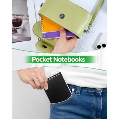 Dynta Pocket Notebook Bulk 60 Packs, 3x5 Inch Small Notepad Top Bound With Lined Pages, 10 Vibrant Colored Mini Spiral Notebooks 60Sheets/120Pages (80GSM), Memo Pads for Home, School, College, Office