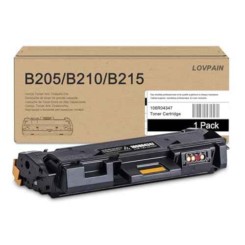 B205/B210/B215 Black High Capacity Toner Cartridge (1-Pack) - 106R04347 Black Toner Cartridge (3,500 Pages) Replacement for Xerox B215 B205 B210 Printer