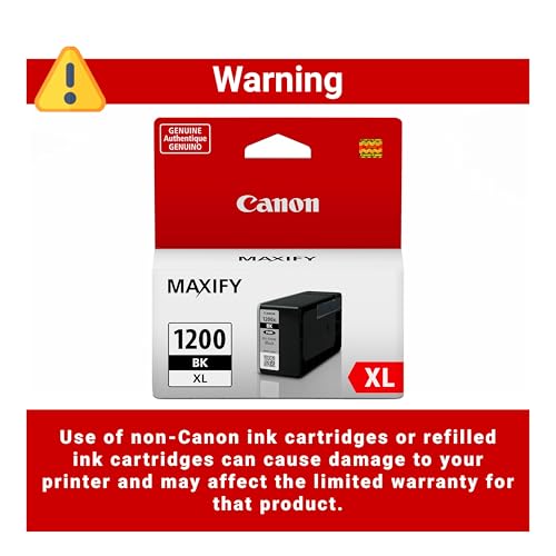 Canon PGI-1200XL Genuine Pigment Black Ink Tank, Compatible with MB2120, MB2720, B2020, MB2320 (Optional) Printers
