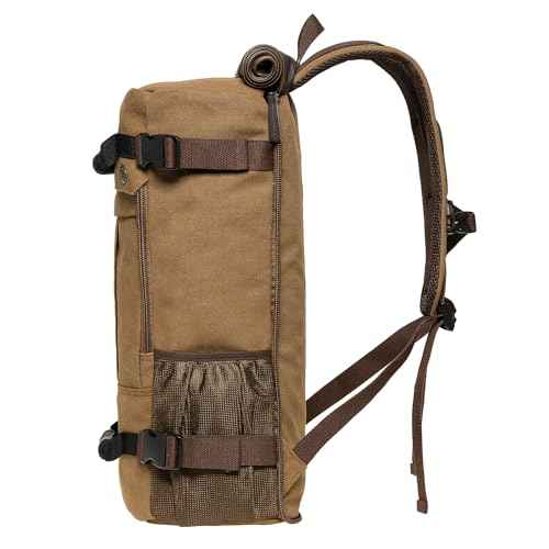 KAUKKO Canvas Travel Backpack Multi-Functional Bag Fits 17" Laptop, Large Capacity Hiking Backpack, Outdoor Casual Daypack KHAKI,23.8L