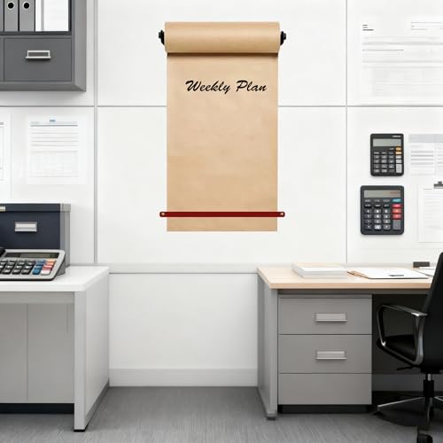 18-Inch Kraft Paper Dispenser Wall Mount with 100 Ft Roll - Black Wall Mount & Leather Strap