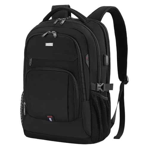 DUSLANG 17 Inch Laptop Backpack for Travel Water Resistant College Backpack for Men Women Laptop Bag with USB Charging Port,Black