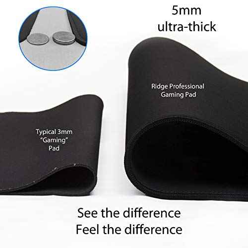 Gaming Mouse Pad (5mm) Massive 46 inch | 46x17.3x0.20 Extra Thick | Black | Stitched Edge, Large Washable Desk Mat