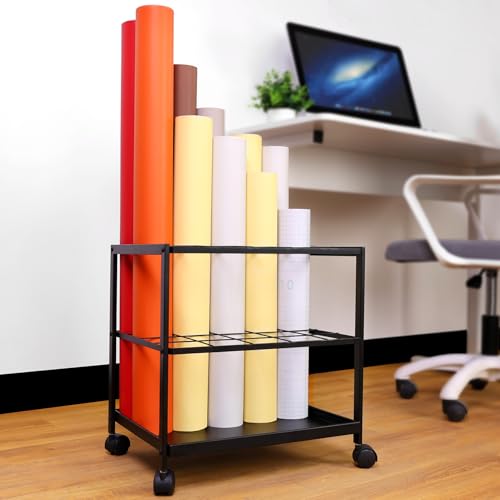 Erordna Blueprint Storage Rack Cart – 20 Slots Dual-Layer Metal Organizer for Blueprints, Posters & Artwork (20 Slots)