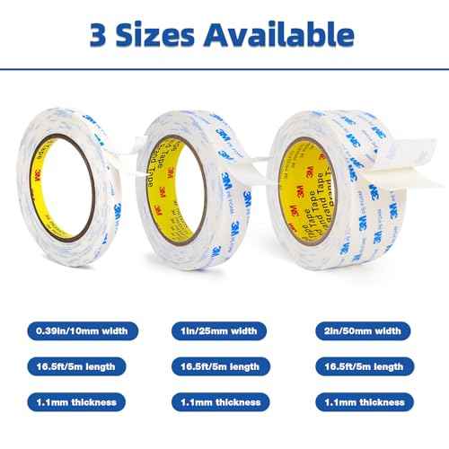 Double Sided Tape 1"¡¿16.5Ft, Mounting Tape Heavy Duty No Residue, Removeable PE Foam Tape Strips, Extra Strong Adhesive Tape Waterproof for Walls Home Office Decor Crafts Paint Picture Poster