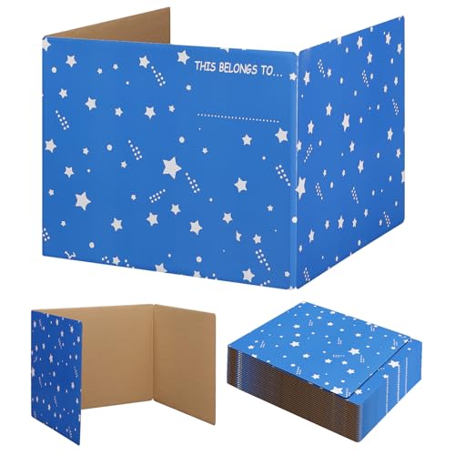EARTHSON 22 Pack Desk Dividers for Students, Cardboard Privacy Folder for Students, Privacy Boards, Test Divider Classroom Study Carrel Teacher Supplies, Blue