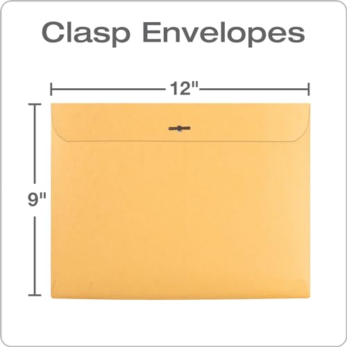 9 x 12 Inch Clasp Envelopes Brown Kraft Heavyweight 28 lb - 100 Pack