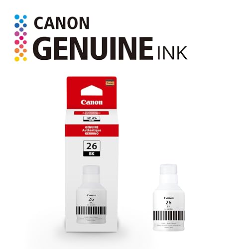 Canon GI-26 Genuine Pigment Black Ink Bottle, Compatible with MegaTank GX7120, GX6120, GX5120, GX6020, GX7020, GX6021, GX7021, GX5020, GX4020, and GX3020 Printers