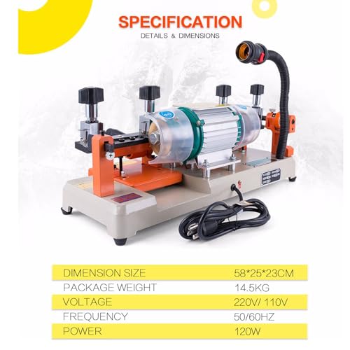 120W Horizontal Key Cutting Machine(238BS), Multifunctional Double Head Key Copy Machine, Hand Wheel Key Copy Tool, for Door and Car Lock Key Copy Duplicating Equipment