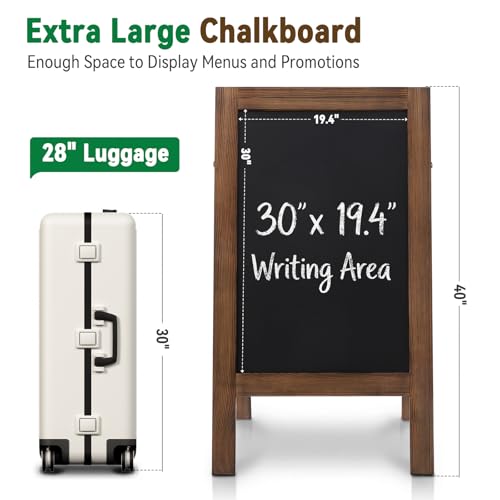 Brown TEAKMAMA 40x20 Inch A Frame Chalkboard Sign - Freestanding Double-Sided Menu Board
