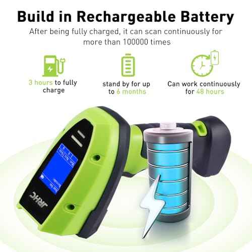 Barcode Scanner Wireless, 1D 2D Automatic Bar Code Scanner with 1.8 Inch Display Screen, Rechargeable Handhold Barcode Reader with 2.4G Wireless Dongle Built in Stand Plug and Play