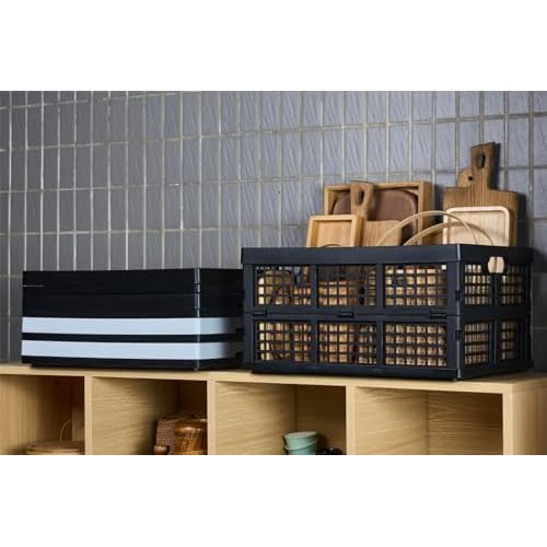 3-Pack Plastic Collapsible Storage Crates-30L,Foldable Plastic Crates for Storage (Black)