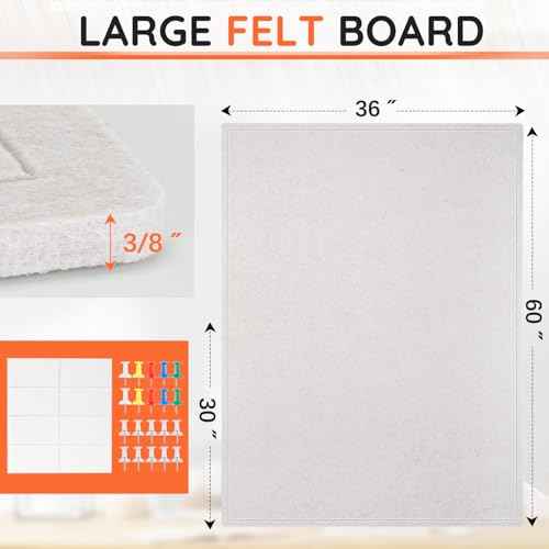 DOLLAR BOSS Large Bulletin Board 60" x 36" Foldable Felt Cork Board, Decorative Pin Board for Wall 5' x 3' Photo Display Board for Office Home School with 20 Pins, Beige