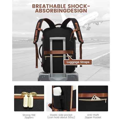 LOVEVOOK Travel Backpack for Women, 40L Carry On Backpack Flight Approved, Large Personal Item Bag Fits 17 inch Laptop, TSA Approved Luggage with 3 Packing Cubes,Waterproof Weekender Gym Daypack