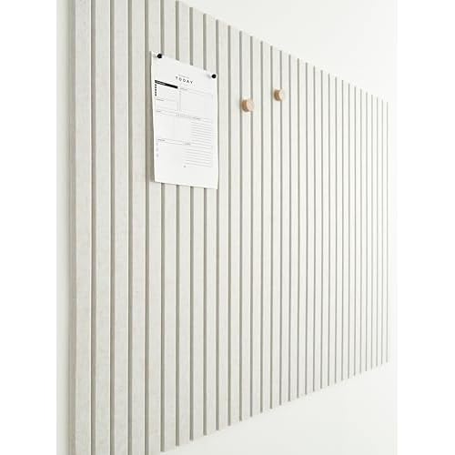 Large Cork Boards for Walls Black Felt Board Alternative - Slat Wall Paneling, Felt Bulletin Board Tiles for Office Decor, Push pin Board Office Wall Organizer -12-Pack (Ivory Tan)