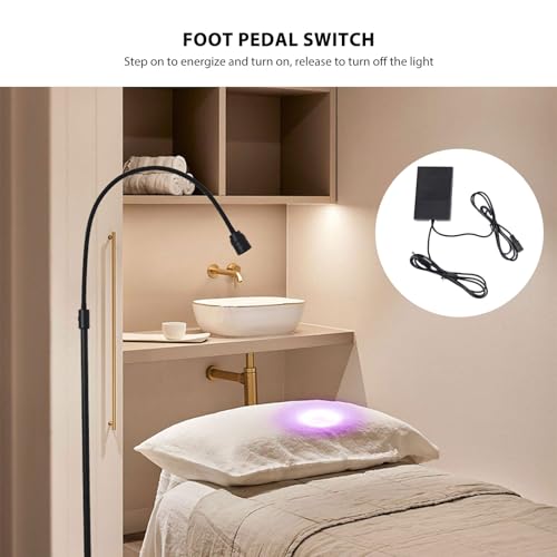 12W UV Lash Light with Foot Pedal, Lash Lamp for Eyelash Extension Grafting Eyebrow Beauty Salon, Lash floor Lamp for Eyelash Tech, Rapid Dry in 2 Seconds, Adjustable Angle and Light Spot Size, Blac